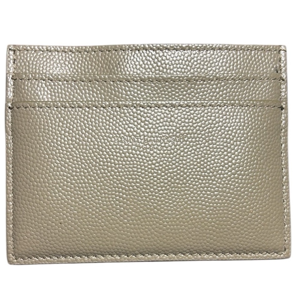 Saint Laurent YSL- Authentic 🍀 EUC!Taupe Leather Card Holder